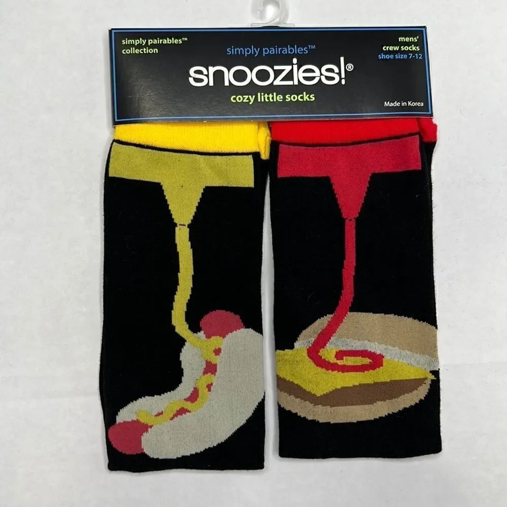 Snoozes cozy simply pairables hotdog and hamburger mustard and ketchup socks NWT